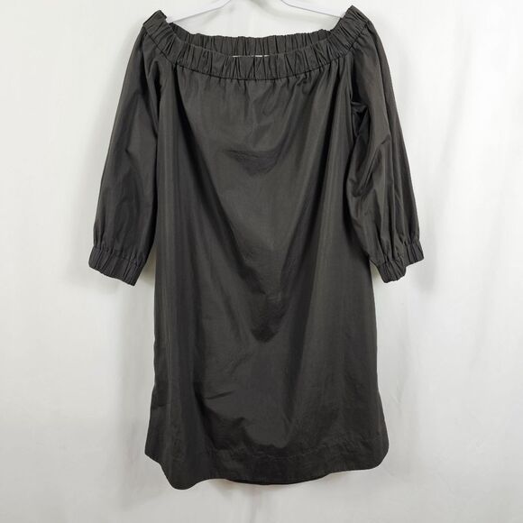 Akris Punto Off Shoulder Poplin Dress in Black - Size 12 - Picture 8 of 12